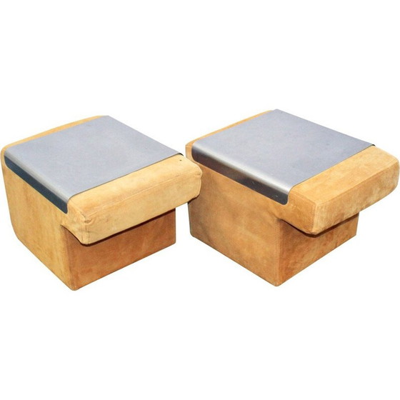 Image 1 of Ein Paar Sofakissen aus Wildleder und Edelstahl - 1970er Jahre