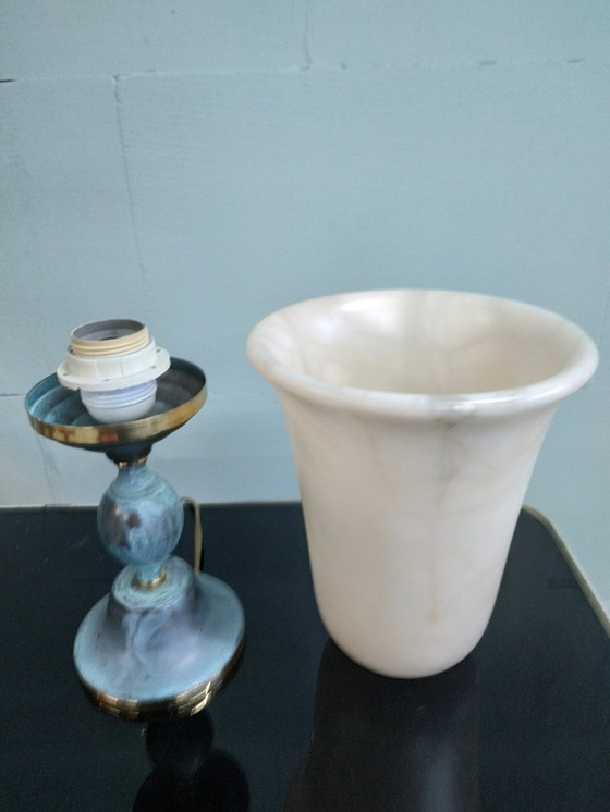 Image 1 of Alabaster marmorierte Schreibtischlampe