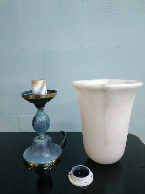 Image 1 of Alabaster marmorierte Schreibtischlampe