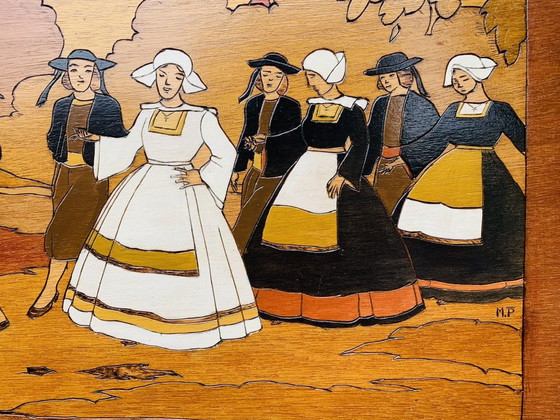 Image 1 of Holz geschnitzt Folk Art Panels, 1920'S, Satz von 2