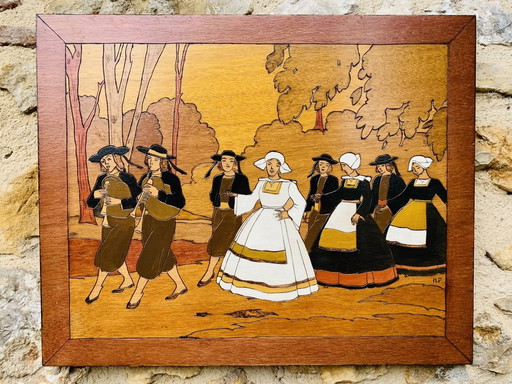 Holz geschnitzt Folk Art Panels, 1920'S, Satz von 2