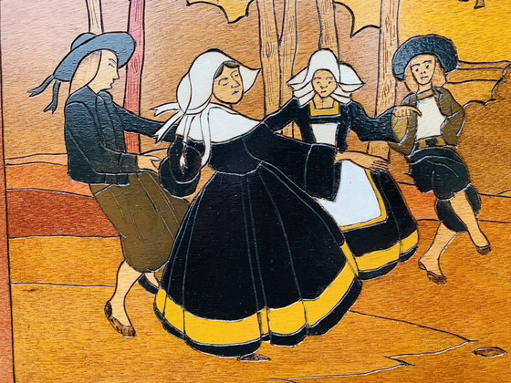 Image 1 of Holz geschnitzt Folk Art Panels, 1920'S, Satz von 2