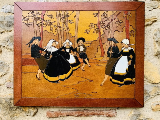 Image 1 of Holz geschnitzt Folk Art Panels, 1920'S, Satz von 2