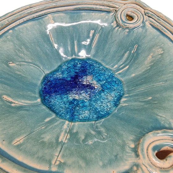 Image 1 of Blau glasierte keramische Obstschale, 21E Jahrhundert