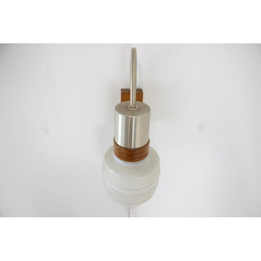 Vintage Wandleuchte aus Holz und Glas, Deutschland 1970er