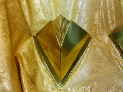 Sconces (2), Wandleuchten, Mid Century Modern, Art Deco, Messing, Hyper Vintage, sehr selten