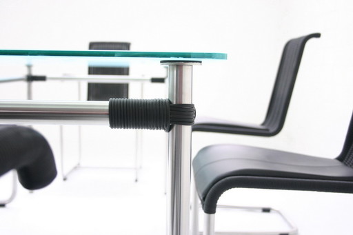 Tecta Kragtisch, Esstisch / dining table, glass table with stainless steel frame to B20, B25