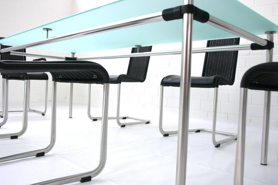 Image 1 of Tecta Kragtisch, Esstisch / dining table, glass table with stainless steel frame to B20, B25