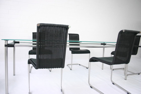 Image 1 of Tecta Kragtisch, Esstisch / dining table, glass table with stainless steel frame to B20, B25