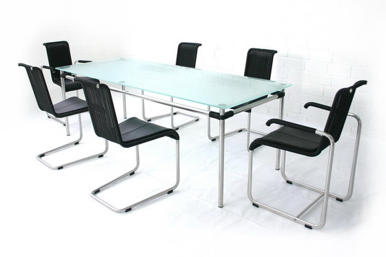 Image 1 of Tecta Kragtisch, Esstisch / dining table, glass table with stainless steel frame to B20, B25