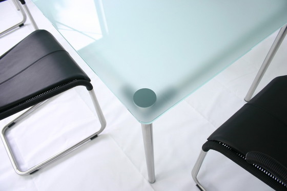 Image 1 of Tecta Kragtisch, Esstisch / dining table, glass table with stainless steel frame to B20, B25