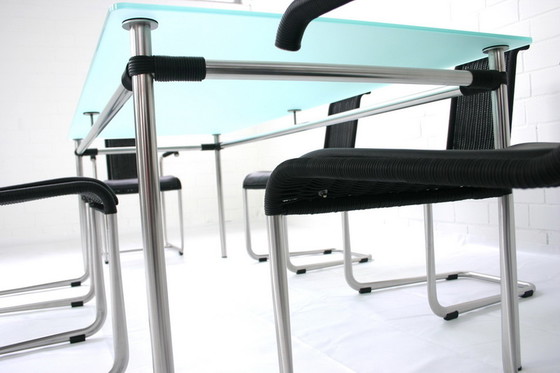 Image 1 of Tecta Kragtisch, Esstisch / dining table, glass table with stainless steel frame to B20, B25