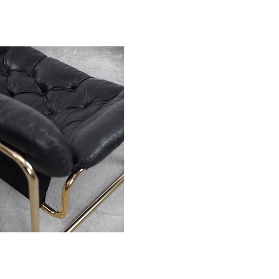 Image 1 of Schwarzes Ledersofa von John-Bertil Häggström für Swed-Form Skandinavien 1970er Jahre