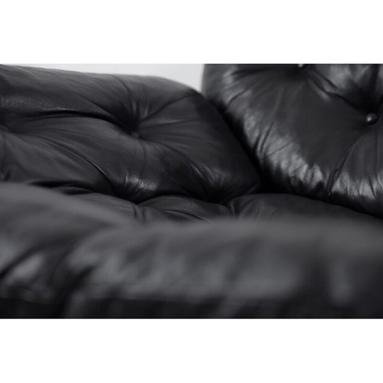 Image 1 of Schwarzes Ledersofa von John-Bertil Häggström für Swed-Form Skandinavien 1970er Jahre