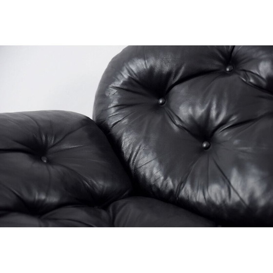 Image 1 of Schwarzes Ledersofa von John-Bertil Häggström für Swed-Form Skandinavien 1970er Jahre