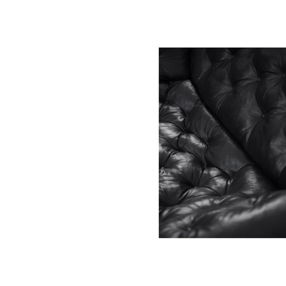 Image 1 of Schwarzes Ledersofa von John-Bertil Häggström für Swed-Form Skandinavien 1970er Jahre