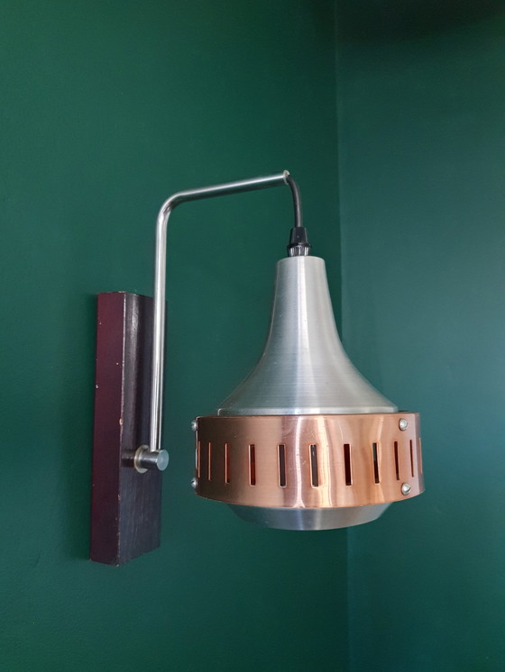 Image 1 of Vintage Wandleuchte Fog & Mørup. Lampe Gebürstetes Aluminium.