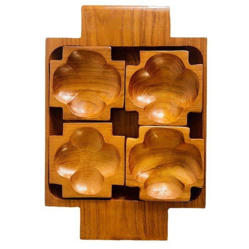 Mid Century Tapas-Set aus Teakholz Dänisches Design