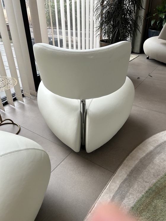 Image 1 of 2x Leolux Pallone in weißem Leder