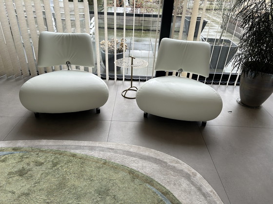 Image 1 of 2x Leolux Pallone in weißem Leder