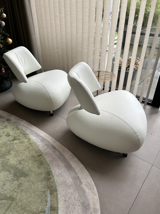 Image 1 of 2x Leolux Pallone in weißem Leder