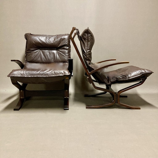 Duo Ledersessel "Skandinavisches Design" 1950 "Ingmar Relling"