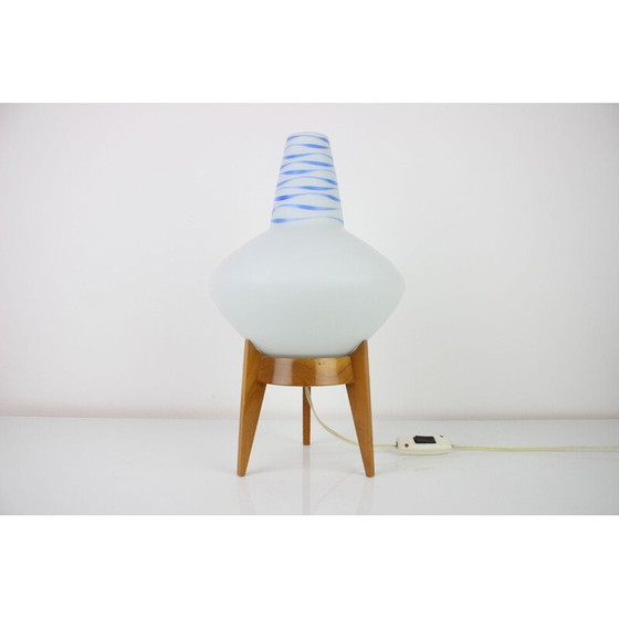 Image 1 of Vintage Tischlampe aus Holz und Glas von Uluv, Tschechoslowakei 1960