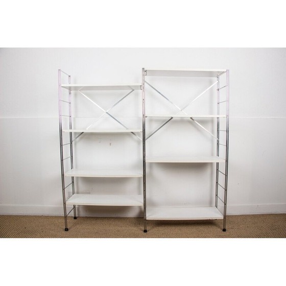 Image 1 of Vintage Holz und Aluminium Bücherregal von String, Deutschland 1970