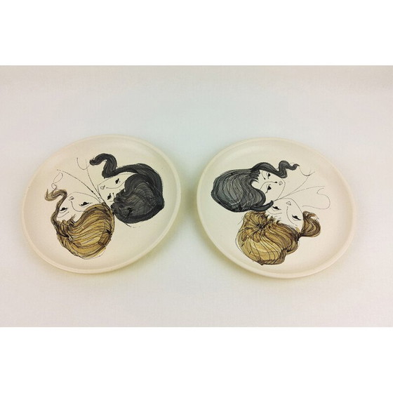 Image 1 of Paar alte Keramikteller von Le Brescon, 1950