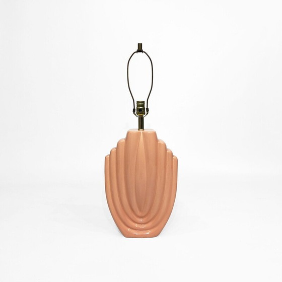 Image 1 of Vintage Art Deco Keramiklampe in Lachsrosa, 1980