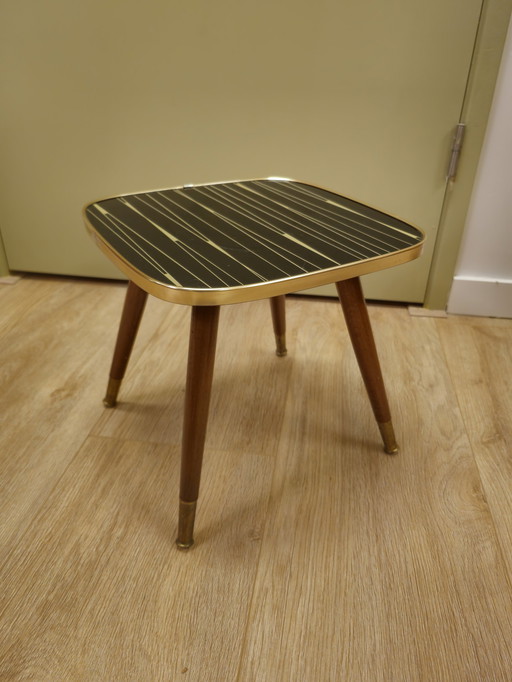 Vintage Tisch Beistelltisch Pflanzentisch Schwarzes Glas