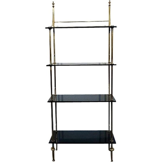 Image 1 of Vintage-Regal aus Messing und schwarzem Opalin, 1960