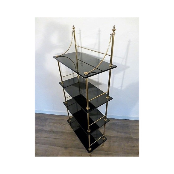 Image 1 of Vintage-Regal aus Messing und schwarzem Opalin, 1960