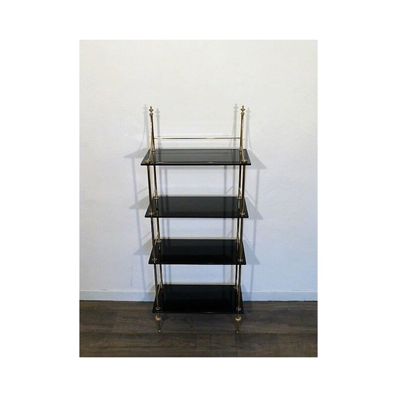 Image 1 of Vintage-Regal aus Messing und schwarzem Opalin, 1960