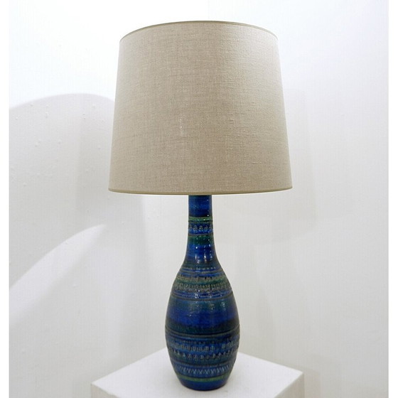 Image 1 of Vintage "Rimini blau" Keramik-Tischlampe von Aldo Londi für Bitossi, 1960er Jahre