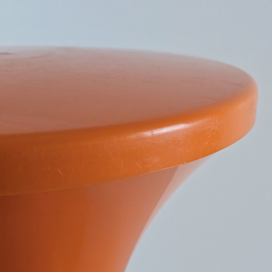 Image 1 of Space Age Design - Vintage Stamp Tam Tam Orange Plastic Stool - Tabouret Tam Tam Pop - Designed By Henry Massonnet, 1968.