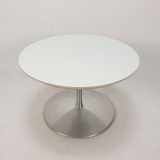 Image 1 of Runder Vintage Couchtisch aus Holz und Aluminium von Pierre Paulin für Artifort, 1960