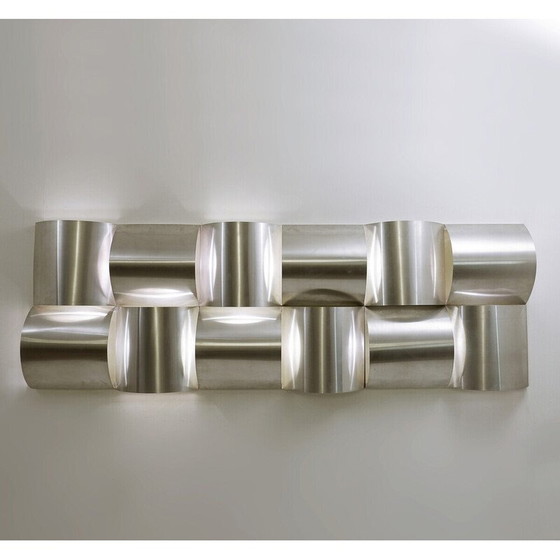 Image 1 of Vintage Aluminium 3-Panel Wandleuchte, Belgien