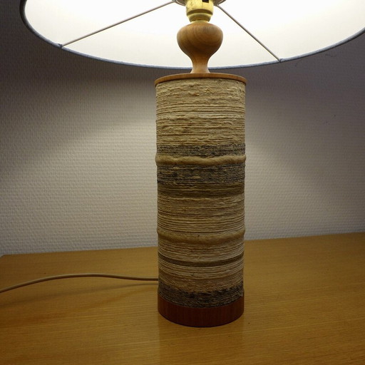 Skandinavische Vintage-Lampe aus Teakholz und Seil