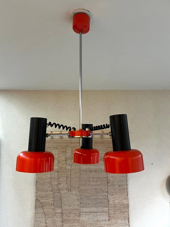 Image 1 of Siebziger Jahre Pendelleuchte Orange Spotlight Napako Tschechische Republik