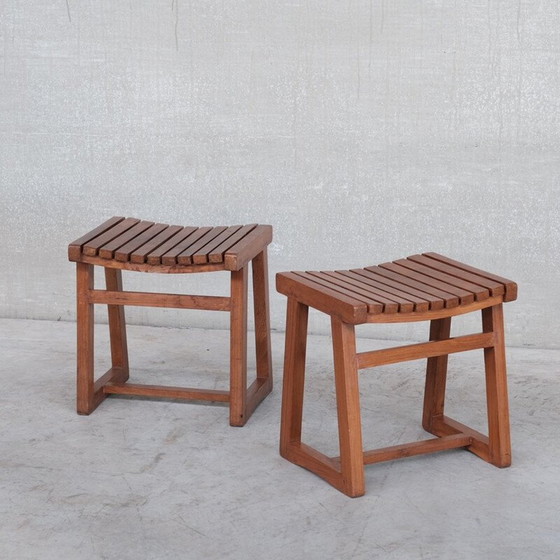 Image 1 of 2x Chandigarh vintage Teakholz Hocker Pj-011029