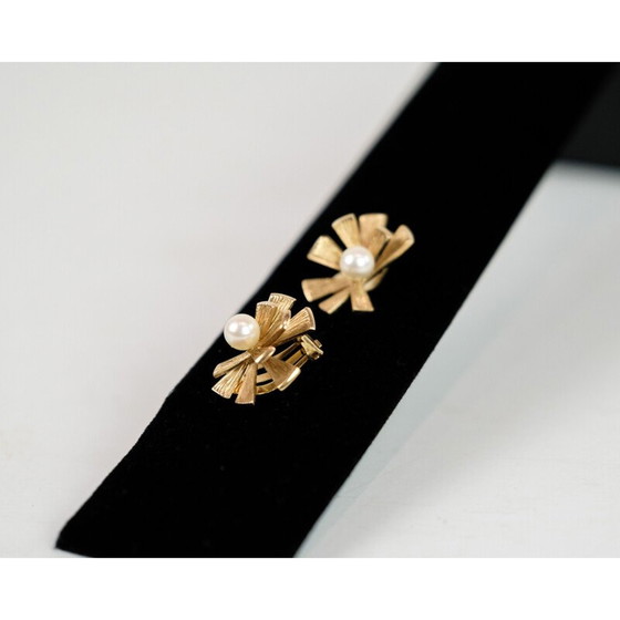 Image 1 of Paar Vintage Ohrclips aus 14k Gold mit Zuchtperle