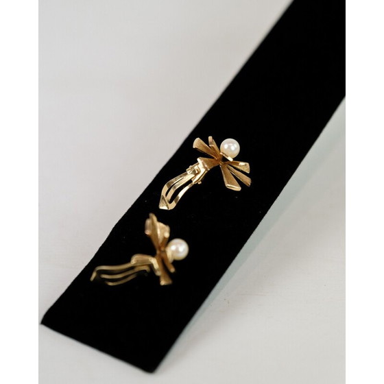 Image 1 of Paar Vintage Ohrclips aus 14k Gold mit Zuchtperle