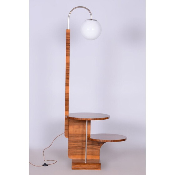 Image 1 of Vintage Art Deco Stehlampe aus Nussbaumholz von J. Halabala für Up Závody, Tschechoslowakei 1930
