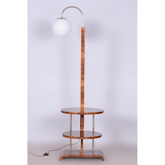 Image 1 of Vintage Art Deco Stehlampe aus Nussbaumholz von J. Halabala für Up Závody, Tschechoslowakei 1930