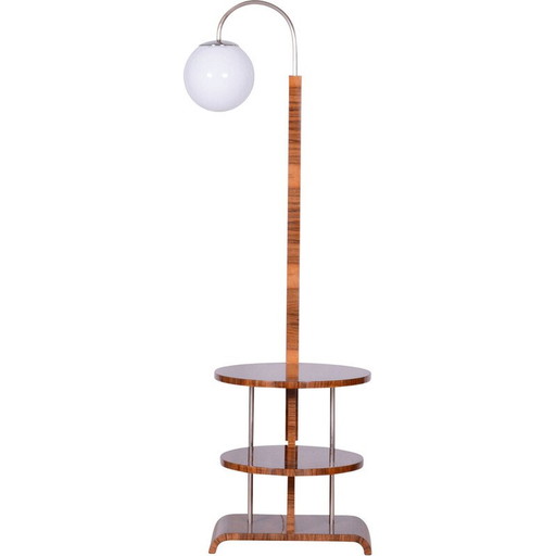 Vintage Art Deco Stehlampe aus Nussbaumholz von J. Halabala für Up Závody, Tschechoslowakei 1930