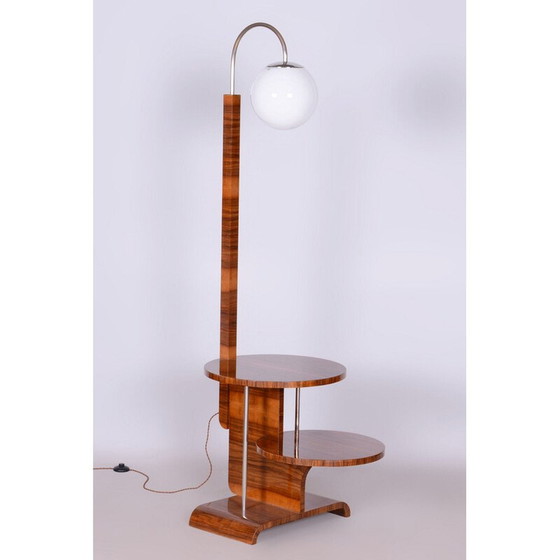 Image 1 of Vintage Art Deco Stehlampe aus Nussbaumholz von J. Halabala für Up Závody, Tschechoslowakei 1930