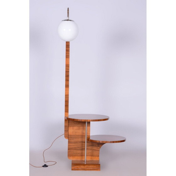Image 1 of Vintage Art Deco Stehlampe aus Nussbaumholz von J. Halabala für Up Závody, Tschechoslowakei 1930