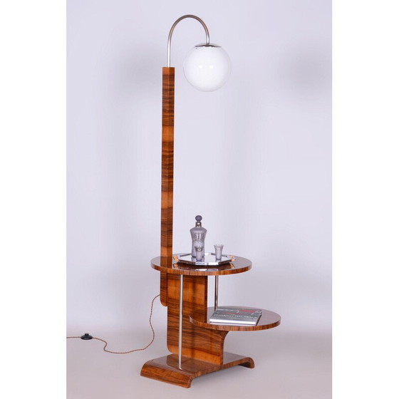 Image 1 of Vintage Art Deco Stehlampe aus Nussbaumholz von J. Halabala für Up Závody, Tschechoslowakei 1930