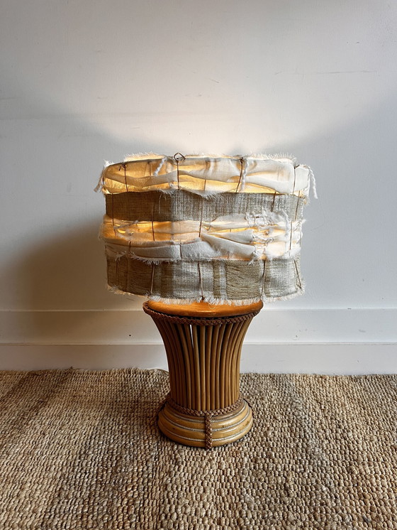 Image 1 of Mid Century Italienisch Bambus Rattan Lampenfuß